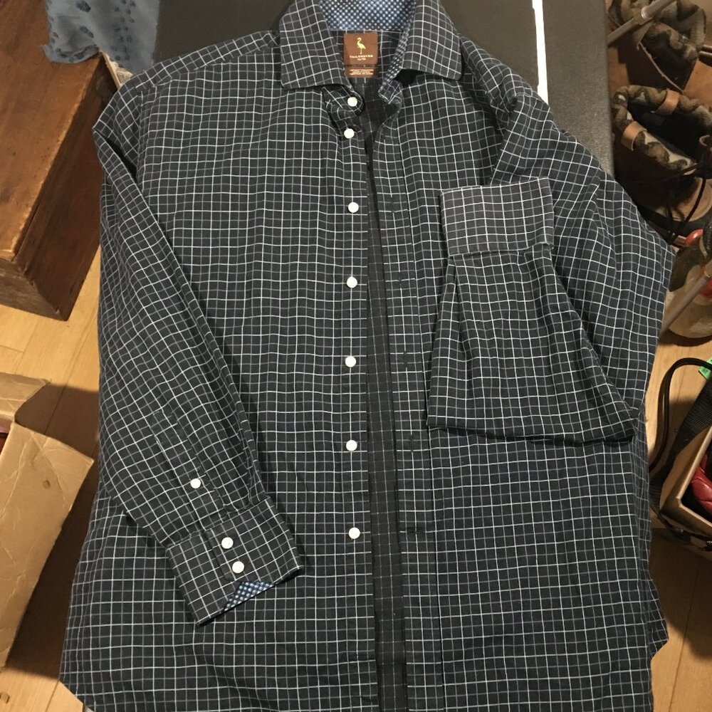 TAILORBYRD Button Casual Blue Cross Checks Cotton XL Embroidered bird  197207